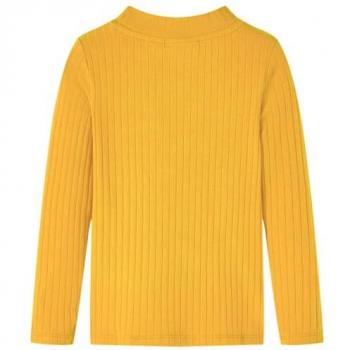 Camiseta Infantil Manga Larga de Punto Elástico Jersey Medio Cuello Alto Ocre Oscuro 128