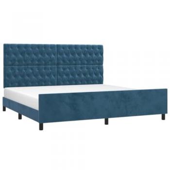 Estructura cama con cabecero terciopelo azul oscuro 200x200 cm