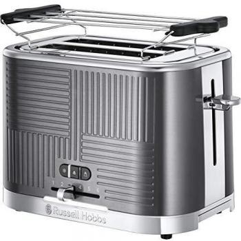 Tostadora Russell Hobbs Geo Steel con Tecnología de 2400 W y 2 Ranuras Cortas
