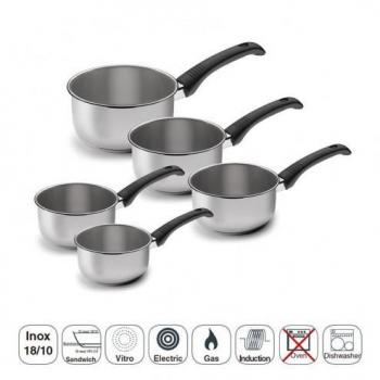 Lacor 85003 Lote de 5 Cazos Studio en Acero Inoxidable (12 cm, 14 cm, 16 cm, 18 cm, 20 cm)