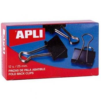 5 Star 296867 - Pack de 12 pinzas palas abatibles, 25 mm, color negro