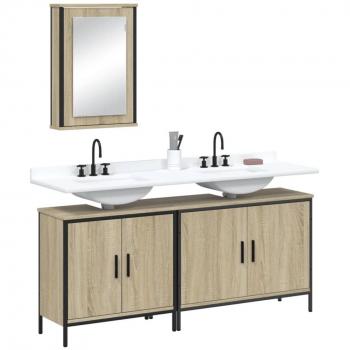 Conjunto de muebles de baño 3 piezas madera contrachapada roble Sonoma Multilayer vidaXL