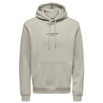 Sudadera con Capucha Beige Only & Sons 'Curated' para Hombre con Detalle Frontal