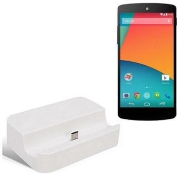 Dock USB Micro adecuado para el LG Electronics Nexus 5, blanco | estación de carga incluyendo el cable USB 2.0 cable de datos / cargador, la horquilla del muelle de escritorio cargador universal adecuado para el teléfono móvil para smartphones con cone