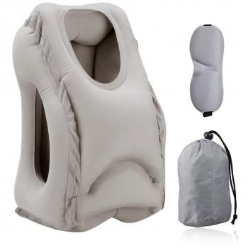 Almohadas de Viaje, HOMCA Multi-Funcional Inflable Almohadilla de Siesta cómodo cojín de Viaje con máscara de Ojo para Aviones, Coches, autobuses, Trenes