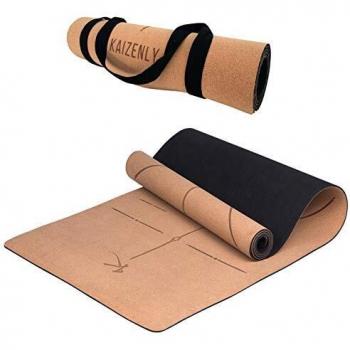 KAIZENLY Pro Esterilla de Yoga Ecológica - Corcho Natural, Antideslizante - Esterilla Yoga, Pilates, Fitness - Colchoneta Yoga con Correa de Transporte - Yoga Mat