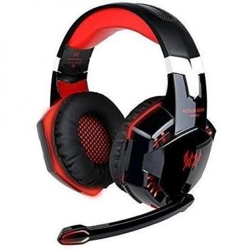 KOTION EACH USB Estéreo Cascos Gaming Auriculares de Juego de Rey Para PC con Micrófono Control de Volumen Luz LED Para PC Juego, Headset Gaming 3.5 mm, Cancelación de Ruido Sobre-Oído