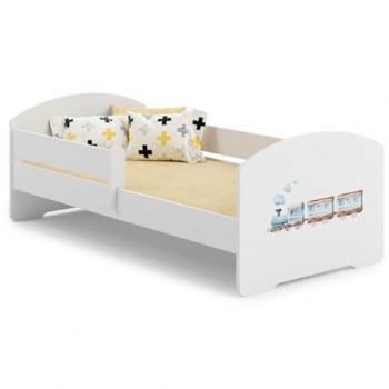 Cama infantil Kobi Luk Bar 140x70 con colchón y seguridad - Tren