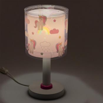 Lámpara de Mesa Infantil Unicornios Rosa E14