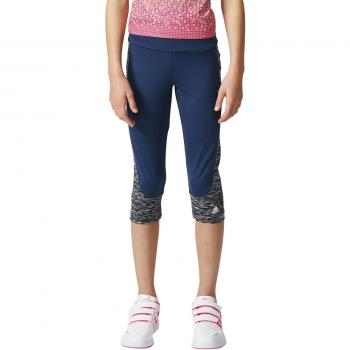 adidas YG W Hm 3/4 Tg - Mallas para niña, color azul / blanco, talla 152