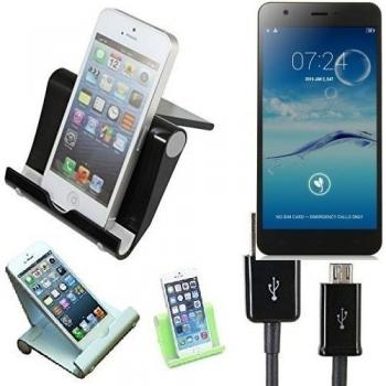 Estación de acoplamiento universal para Jiayu S3+, negro, fuerte, ligero y compacto | Sostenedor del soporte + cable Multi-ángulo para las tabletas, e-readers y smartphones Docking Station cuna del muelle Tischständer Tischhalter Reisedock, plástico p