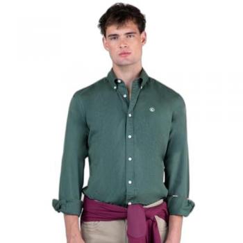 Camisa de hombre regular fit de algodón El Ganso verde oscuro 1050W240026VE Garment Dyed