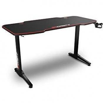 Drift Gaming -DRDZ200- Mesa Gaming con tablero de fibra de carbono cubierto por un alfombrilla full size, soporte para tazas y auriculares, patas regulables, color negro