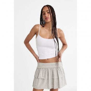 White Lace-Trimmed Strappy Polyamide Top - Size L