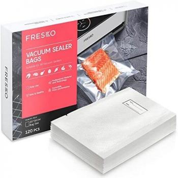 FRESKO Bolsas de Vacio para Alimentos, 120 Bolsas 20x30cm Bolsa Gofrada Envasado al Vacio con Textura de Grado Comercial para Cocinar al Vacío, sin BPA y Aprobada por la FDA