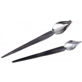 Fackelmann Cucharas Decorar, Madera, marrón e INOX, 25.5 x 9 x 3 cm