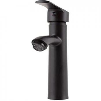 Grifo Lavabo Latón/Zinc, Negro, Agua Caliente-Fría, Latiguillos, Caño Bajo, Monomando [QLI-FA-SS01