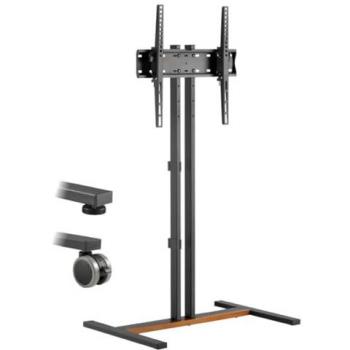 Soporte de TV ajustable en altura para pantallas de 34'' a 55'', capacidad de 35 kg, color negro