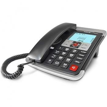 Ideus ITCAB500 - Teléfono de sobremesa con pantalla y cable, color negro