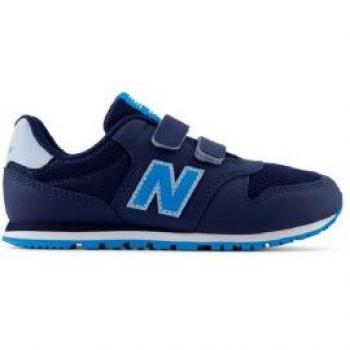 Zapatillas New Balance 500 Hook & Loop marino para niños, modelo clásico en azul marino y azul claro, talla 28