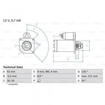 Motor de Arranque Bosch 986017930 para CITROËN Xsara Picasso, C3, Xsara, Saxo, Berlingo y PEUGEOT 206, 307, Partner, 106, 306,