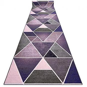 Alfombra de Pasillo Antideslizante Triángulos Violeta 80x200 cm con Refuerzo de Goma