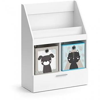 Estantería Infantil Luigi, Blanco, 72 x 96.2 cm con Cajón y 2 Cajas Plegables