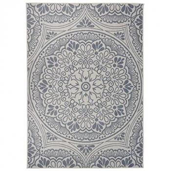 Alfombra de exterior de tejido plano rayas azules 140x200 cm Vidaxl Azul