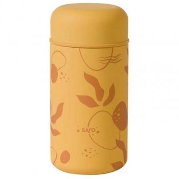 Termo para sólidos Saro Baby 500 ml de doble acero inoxidable con base de silicona color mostaza