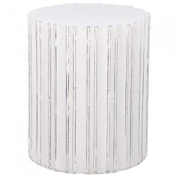 Mesa auxiliar cilíndrica de MDF blanco crema estilo vintage 45 cm