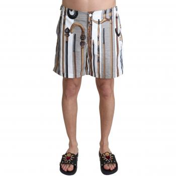 Dolce & Gabbana White Walking Stick Beachwear Shorts Swimshorts - IT48 | M
