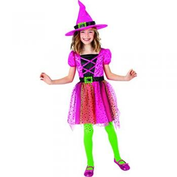 Disfraz Infantil de Bruja Superstar Rosi para Niña - Vestido Rosa con Sombrero, Ideal para Halloween, Carnaval y Cumpleaños