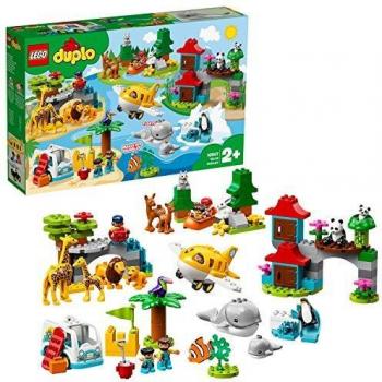 LEGO DUPLO Town - Animales del Mundo, Juguete de construcción didáctico con Animales, incluye una Avioneta para moverte de un Continente a Otro