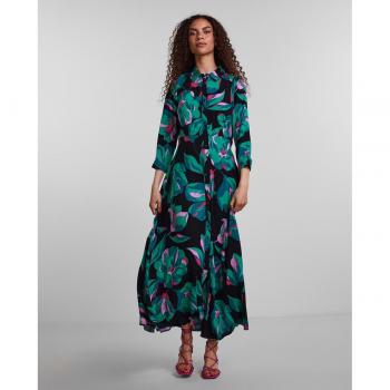 Yas - Vestido largo de mujer camisero Savanna Negro