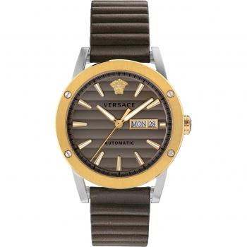 Versace Theros Automatic Watch Brown Leather Strap Multicolor Male ONE SIZE