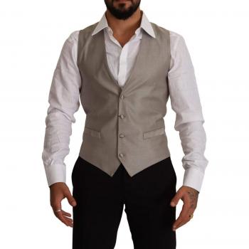 Dolce & Gabbana Beige Wool Single Breasted Waistcoat Vest - IT48 | M