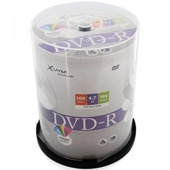 XLayer DVD-R 4.7 GB / 120 min 16x, Full printable, 100 piezas en caja
