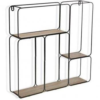 Versa Mumbai Estantería de Pared para Colgar Decorativa de Estilo Industrial, con 3 estantes, Medidas