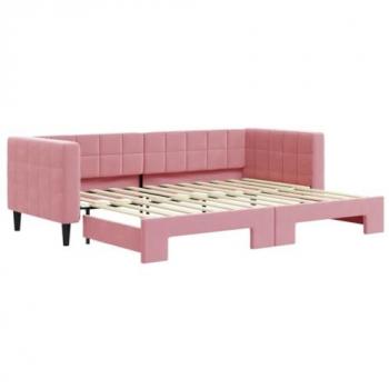 Sofá cama nido terciopelo rosa 80x200 cm