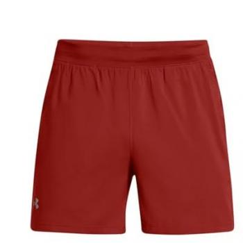 Pantalones Cortos Under Armour Launch 5 pulgadas, color rojo intenso, talla M