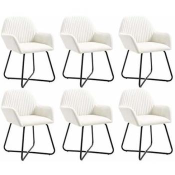 Cream Fabric Dining Chairs Set of 6