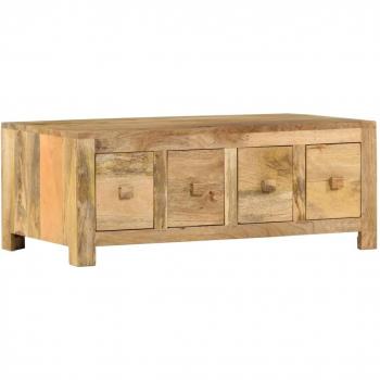 Antique Style Solid Mango Wood Coffee Table with 4 Drawers 90x50x35 cm