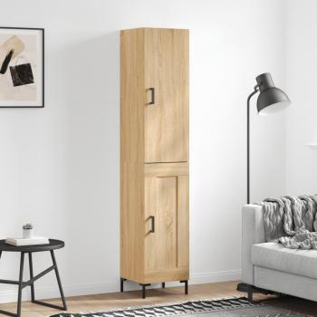 Aparador de madera contrachapada 34,5x34x180 cm con 1 puerta de madera en color roble Sonoma, mueble de almacenaje para salón, buffet y armario auxiliar