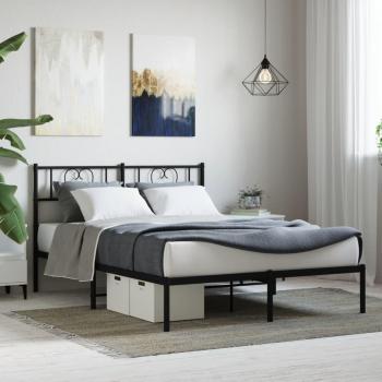 Estructura de cama metálica negra con cabecero 160x200 cm sin colchón