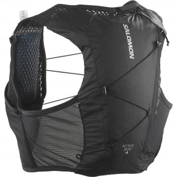 Chaleco de running unisex Salomon Active Skin 4 con bidones incluidos, color negro metal, talla S