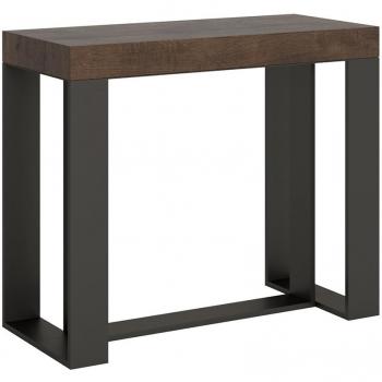 Consola extensible Futura 90x40/300 cm efecto madera nogal y marco antracita