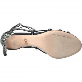 Dolce & Gabbana Rhinestone Stiletto Sandal Satin Shoes - EU40.5/US10, High Heel Sandals, female, Black, Size: 10 1/2 US
