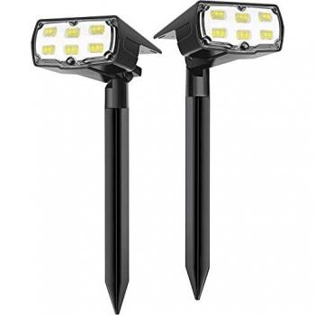 GOLUMUP 36 LED Luces Solares para Exterior Jardin Focos Solares Exterior Impermeable IP67 Lámparas Solares para Jardín, Patio, Calzada, Piscina y Camping - Blanco Frío