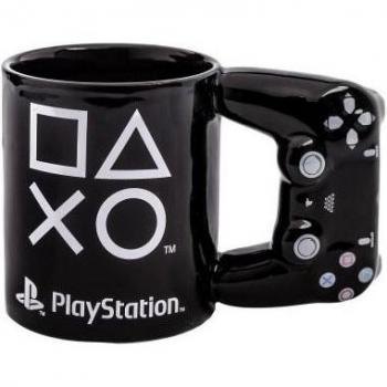 Taza Controlador de Playstation - Taza de cerámica, diseño en forma de controlador de PlayStation, color negro, capacidad para 350 ml, apta para lavavajillas y microondas, ideal para gamers