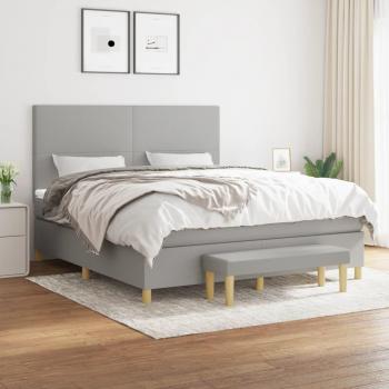 Cama box spring con colchón gris claro 180x200 cm Tela Chiaro